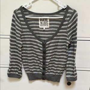 Ruehl Gray Striped Cardigan